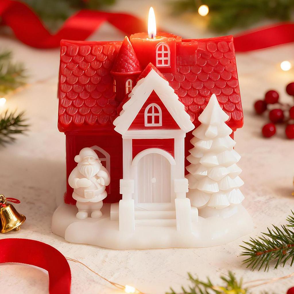 Christmas Candle Molds Holiday House Mould 3D Silicone Mold for Resin Casting Christmas Making Home Decor Holiday Crafts
