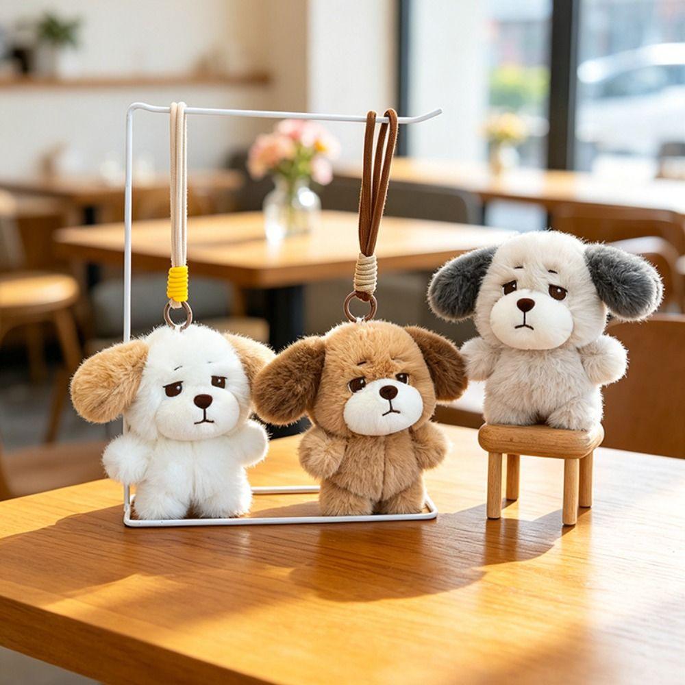 Animal Puppy Plush Keychain PP Cotton Puppy Doll Key Ring Sweet Plush Puppy Pendant Birthday Gift