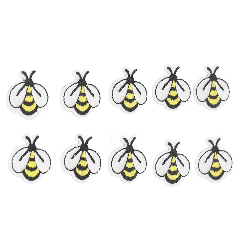 20pcs Embroidered Bee Embroidered Patches Bee Shape Sewing Patches Decoration Iron On Patches Dress