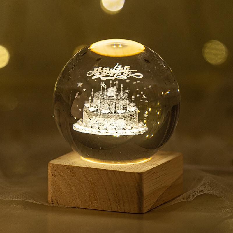 Minge de cristal 3D de 6 cm Planetă de cristal Lumină de noapte gravată cu laser Sistem solar Glob Astronomie Cadou de zi de naștere Decor pentru birou de acasă