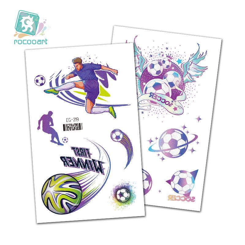 Ruikalong 2026 World Cup Football Glitter Cartoon Waterproof Tattoo Stickers for Kids