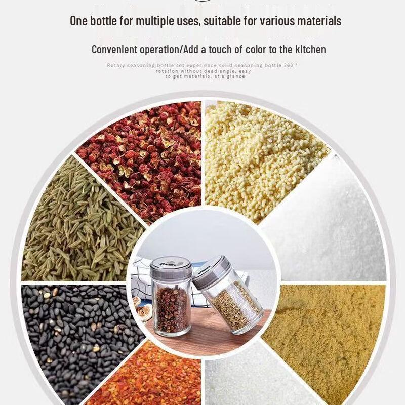 SIFAR Glass Rotating Spice Jar Set