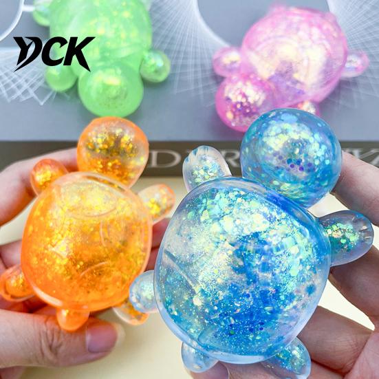 Handheld Stress Reliever Glitter Cartoon Animal Sensory Fidget Toy for Adults Kids Cute Pig Duck Soft Touch Ball Turtle Squeeze Relief Easter