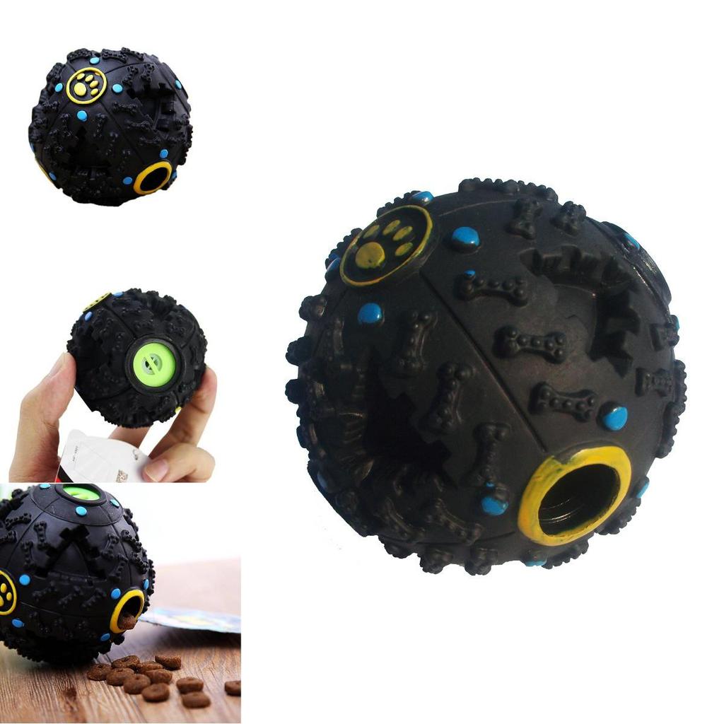 Exciting Black Squeaky Treat Dispensing Ball For Dogs Perfect For Chewing And Dental Health