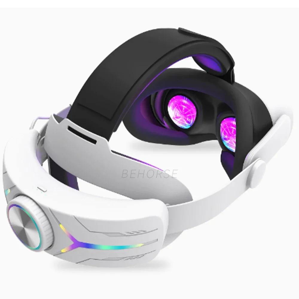 RGB ремешок на голову с аккумулятором 12000 мАч, совместимый с Meta Quest 3/3s, ремешок на голову с аккумулятором, VR-аксессуар для Meta Quest 3 белый