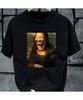 Funny Laughter Mona Lisa Printed Short Sleeved T-shirt Summer Unisex Loose and Breathable Cotton T-shirt Top