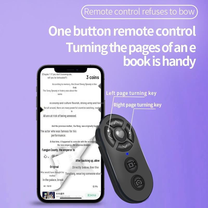 Upgraded Bluetooth Remote: Video Likes, Page Turning, Photography, Self-Timer, Rechargeable, Mobile Compatible