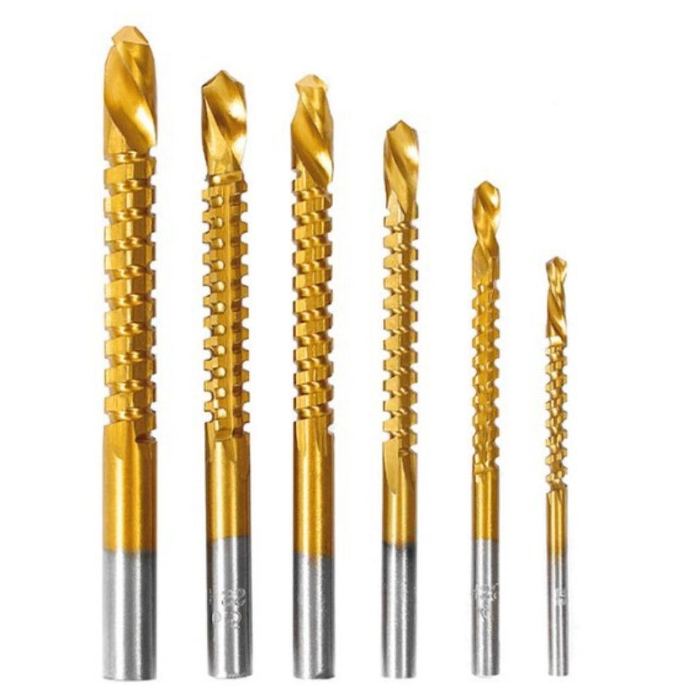 6Pcs High Speed Steel Drill Bit Set Saw Tooth Woodworking Drill Twist Drill Bit Construction Site