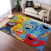 Sesame Street Elmo Black Background Logo Cartoon Print Anti-slip Area Rug Living Room Bedroom Decor Floor Mat For Cartoon Fans