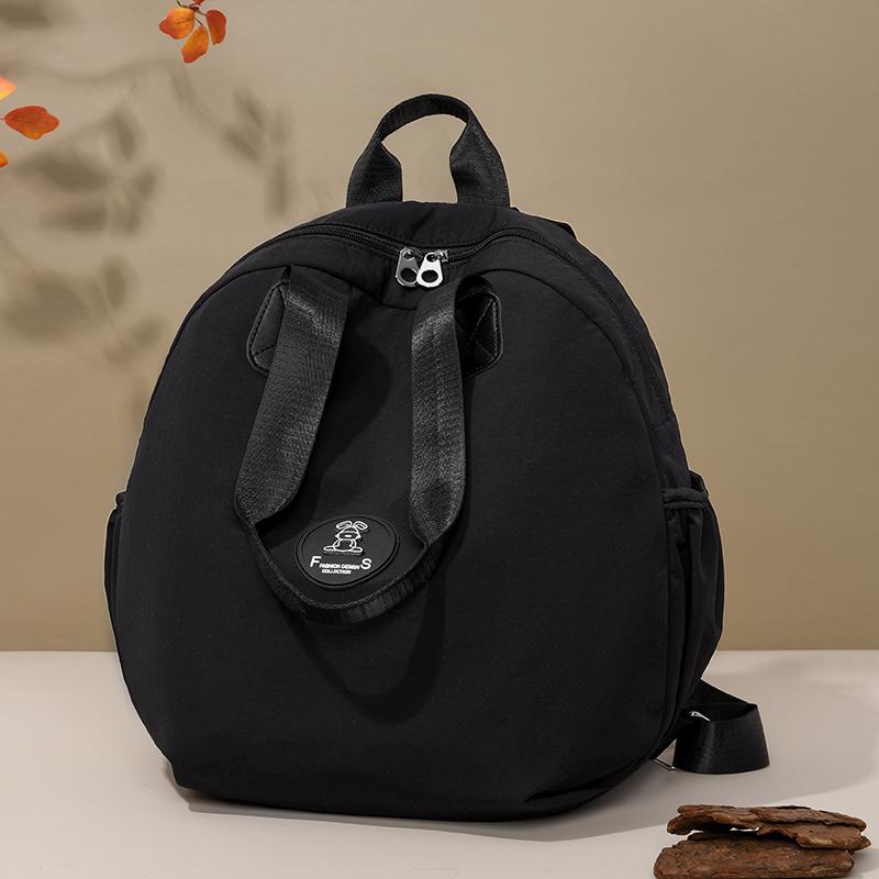 Women's Backpack Round Bag Large Capacity Travel Bag Solid Color Student Schoolbag