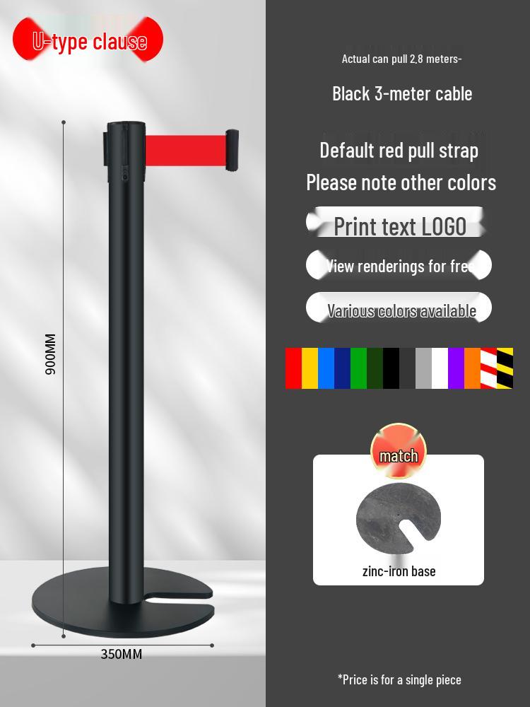 Retractable Queue Barrier Post with Belt