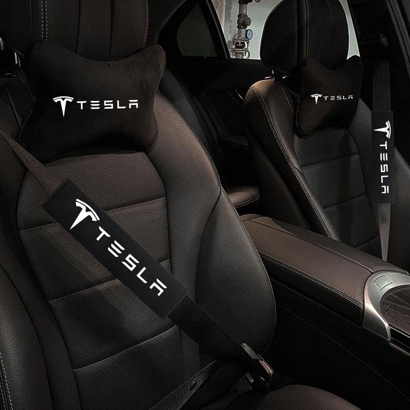 New Fashion Car Seat Belt Protection Shoulder Pad Headrest Neck Pillow For Tesla Model 3 Model S Model Y Model X Roadster SpaceX