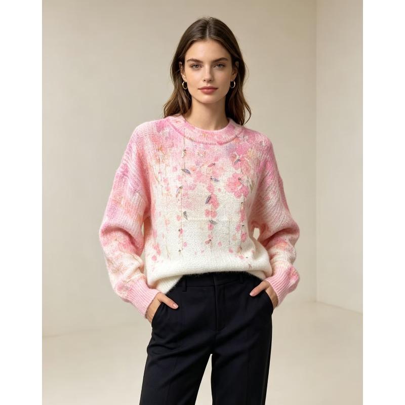 Pulls Colorés Tricotés Mode Basique Col Rond Style Ample Pull à Enfiler Automne 2026 Femme