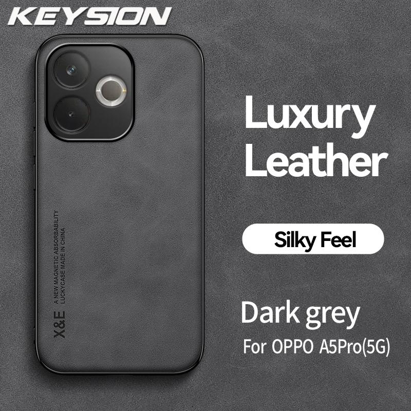 

KEYSION Роскошный ретро чехол из искусственной кожи для OPPO A5 Pro 5G Мягкий силиконовый + противоударный чехол для задней панели телефона из ПК для OPPO A5 Pro 5G for OPPO A5 Pro темно серый