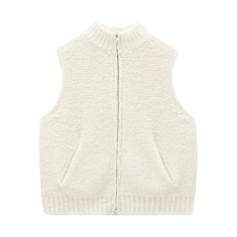 Love & Nancy Sonnet Wool Sleeveless Zipper Vest Cardigan 41514