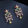 Color Flower Earrings Popular With Copper Micro-Inlaid Zircon Women'S Flower Stud Earrings