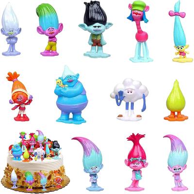 Lot de 12 Mini Figurines Trolls Fournitures de Fête pour Anniversaire d'Enfants Décoration