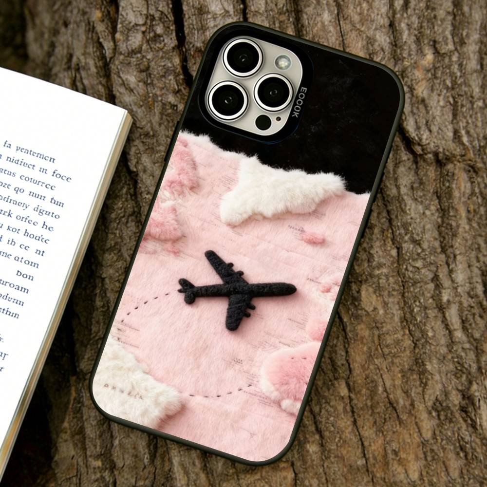 Airplane Route Pattern Phone Case For iPhone 17,16,15,14,13,12,11 Plus,Pro Max,XS,Colorful Silver Phone Case Funda Cover