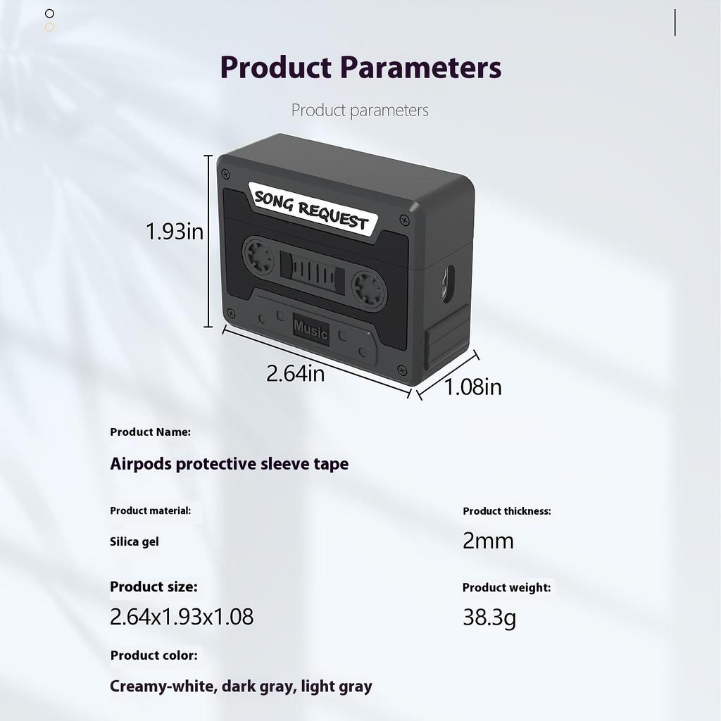 For Apple AirPods Pro 2/AirPods Pro Case Cassette Tape Design Portable Liquid Silicone Earbuds Cover with Strap