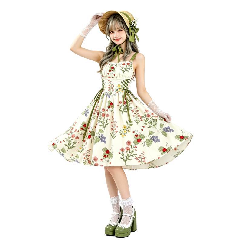 1950s Audrey Hepburn Style French Dress With Floral Print For Casual Daily Wear