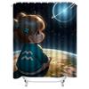 Cute Cartoon Girl Shower Curtain - Space Adventure Design, Waterproof & Mildew-Resistant for Kids' Bathroom Decor, Perfect Gift