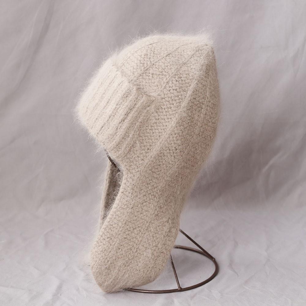 Warm Fur Ear Flap Cap Soft Skullies Beanies Cozy Woman Knit Cap Winter Season