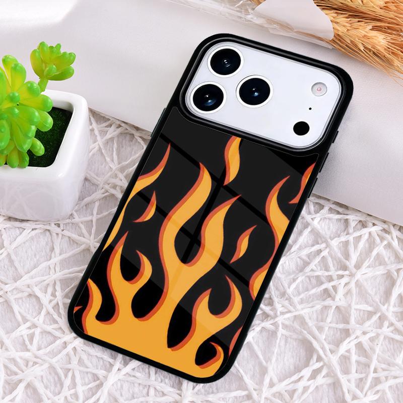 Flame Painted Fire Pattern Phone Case for iPhone 17 Air 16 15 11 12 14 13 Pro Max Shockproof Cover