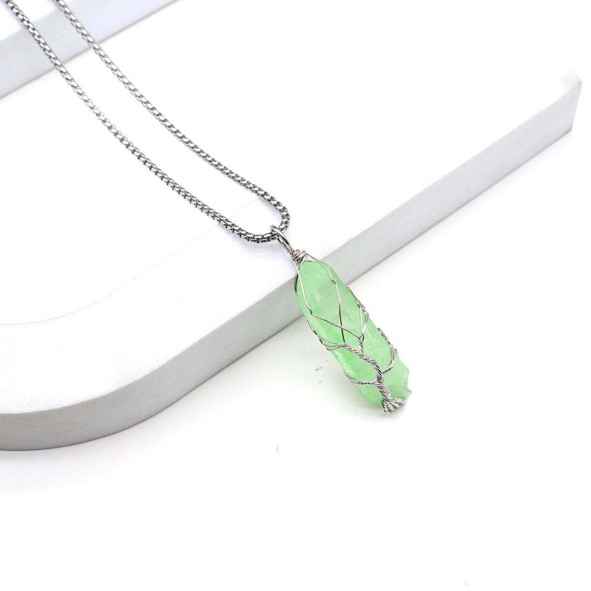 

Женское ожерелье из натурального камня, шестиугольная пирамида, кулон, ожерелье для женщин, подарочная цепочка на день рождения, 60 см 15x50mm