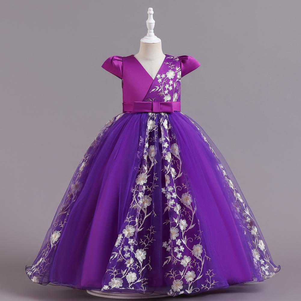 Children's Dresses Princess Dresses Middle and Large Children Wedding Dresses Girls Long Mesh Tutu Skirt Party and Banquet Dresses