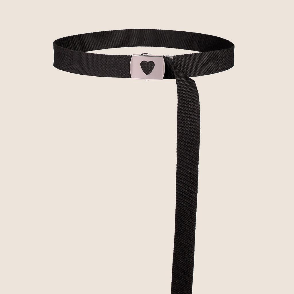 New Korean Version of Women's Love Hollow Buckle Webbing Casual Versatile Women's Super Long Decorative Canvas Belt