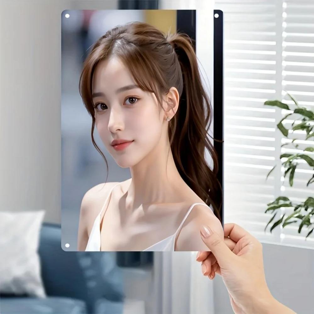 Metall Wandkunst Schild Koreanischer Stil - Minimalistische Frauenfigur Dekoration für Café Zuhause Geschenk, Einfach Aufzuhängen Weihnachtsfeiertag Wanddekor