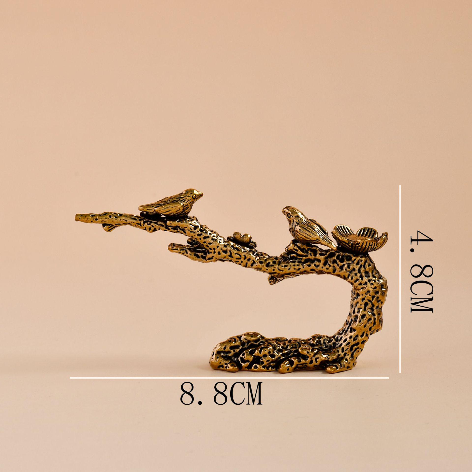 Solid Brass Calligraphy Brush Holder: Antique Magpie & Plum Blossom Design, Ancient Charm Tea Table Incense Tray.