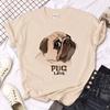 Pug Tshirt Women Anime T-shirts Female Japanese Clothes T-shirts 2026Summer Women Lady Basic Streetwear