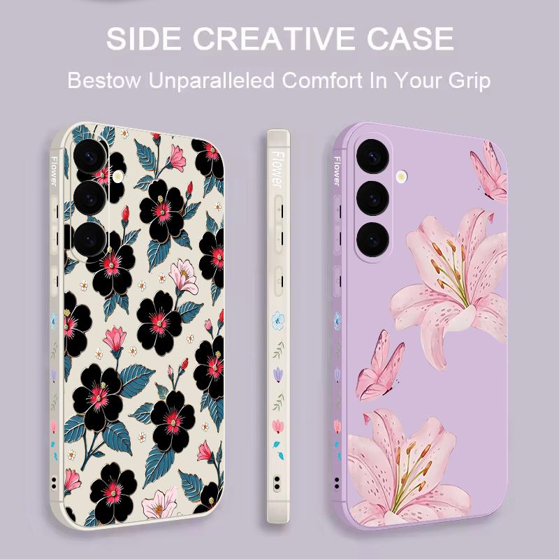 Floral Pattern Case For Samsung Galaxy S26 S25 Ultra S24 S23 S22 Plus S21 FE A15 A16 A17 A35 A36 A54 A55 A56 5G Soft Cover