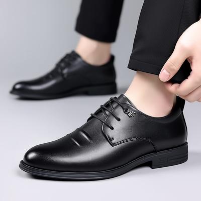 2024 Spring and Autumn New Men's Business Dress Leather Shoes Men's British Pointed Lace-up Leather Shoes Work Wedding Shoes 2273