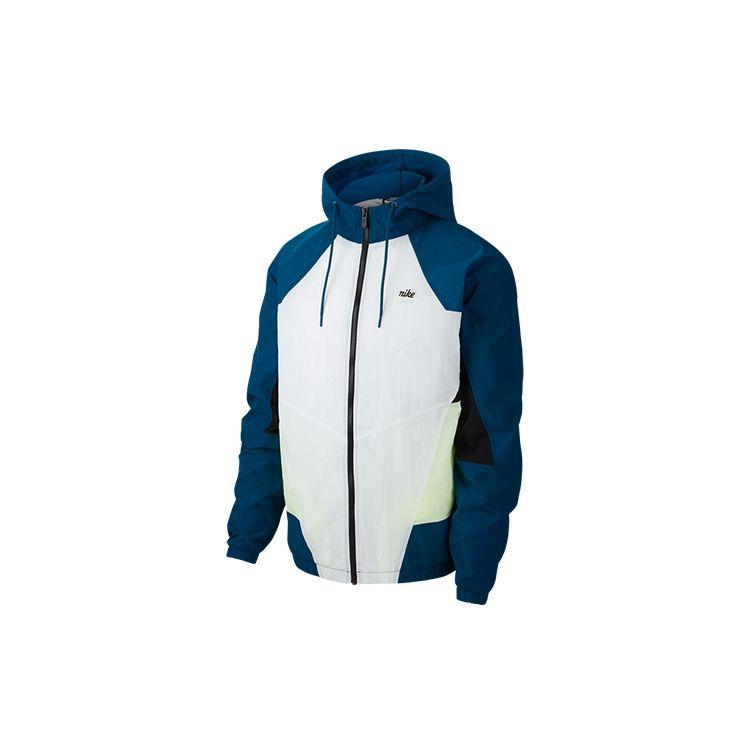 Nike Heritage Windrunner Blue White Neon Yellow Men s Hooded Woven Jacket CJ4359-499 M