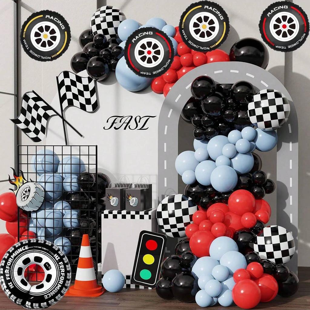 7Pcs Racing Tire Aluminum Film Balloon Set Racing Theme Wedding Birthday Party Decoration Balloon