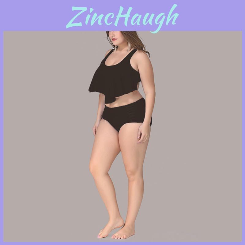 Calofe Sexy Ruffle Bikini Set Large Size For Chubby High Waist Women With Luxurious Fit