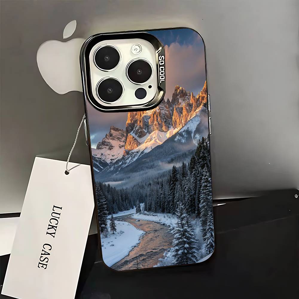 Mountains landscape Travel Phone Case For iPhone 16,15,14,13,12,11,Pro,XS,Max,Plus,Mini,SE Black Candy Matte Shockproof Cover