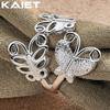 925 Sterling Silver Three Butterflies Adjustable Ring Charm For Women Jewelry