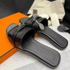 Schaffellversion~ Französische Metallschloss-Slipper Damen Sommer Leder Zehenfrei Flachbodenmode Oberbekleidung Coole Slipper