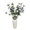 Realistic Artificial Blueberry Branch with Green Leaves, Faux Blue Berry Twig Stem, Simulation Fruit, Centerpiece DIY Floral Arrangement Accessories
