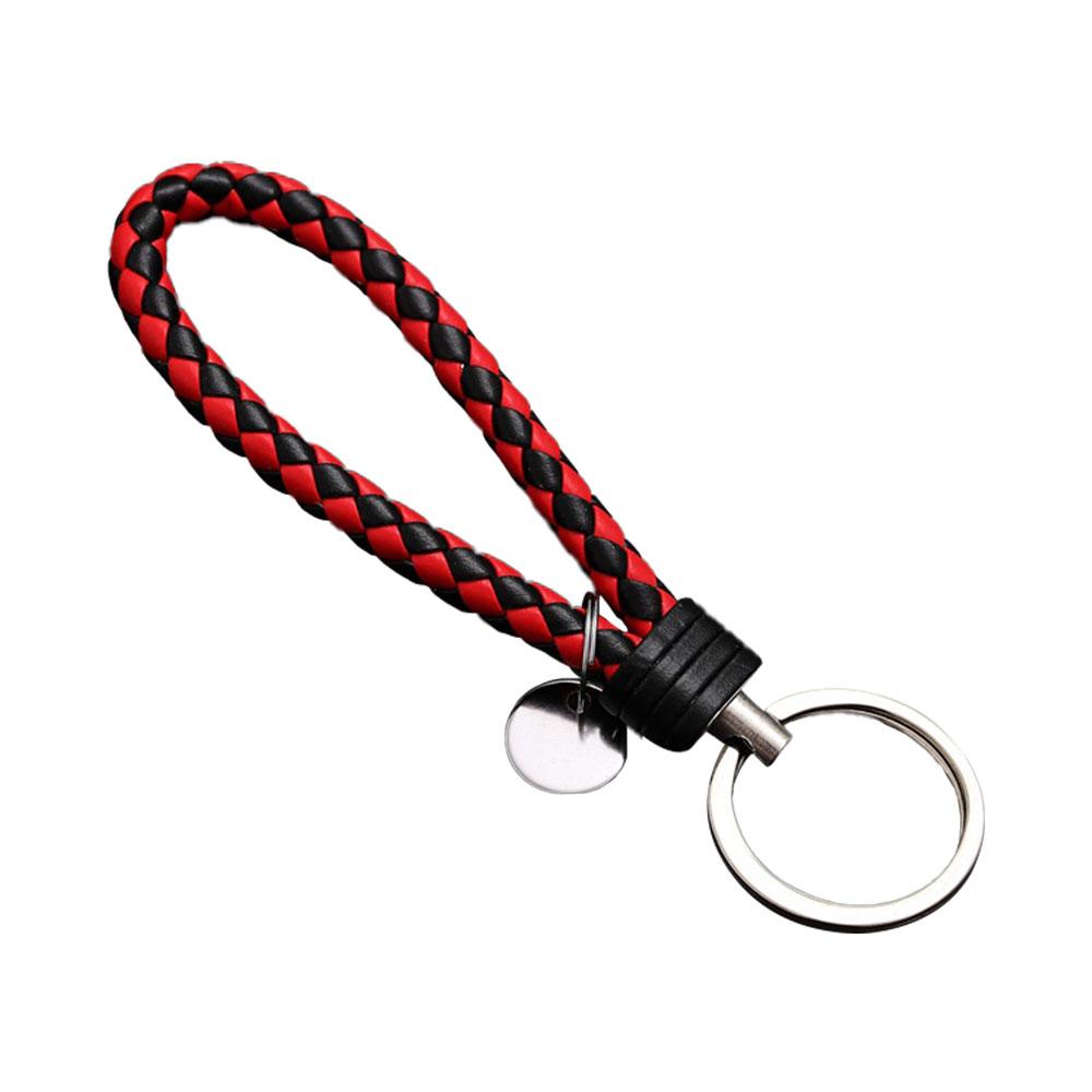 Leather Braided Woven Rope Keychain Diy Bag Pendant Key Car Holder Keyring