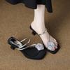 Light luxury huge good-looking beautiful woman cool slippers wear 2025 summer with skirts not tired feet French high heels