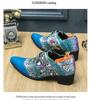 Men's Plus Size Casual Colorful Leather Shoes with Buckle Low-Top High-Heel Sole