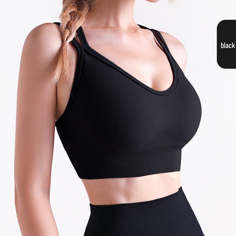 

Ударопрочный спортивный бюстгальтер с перекрестной спинкой для йоги и фитнеса Small чёрный