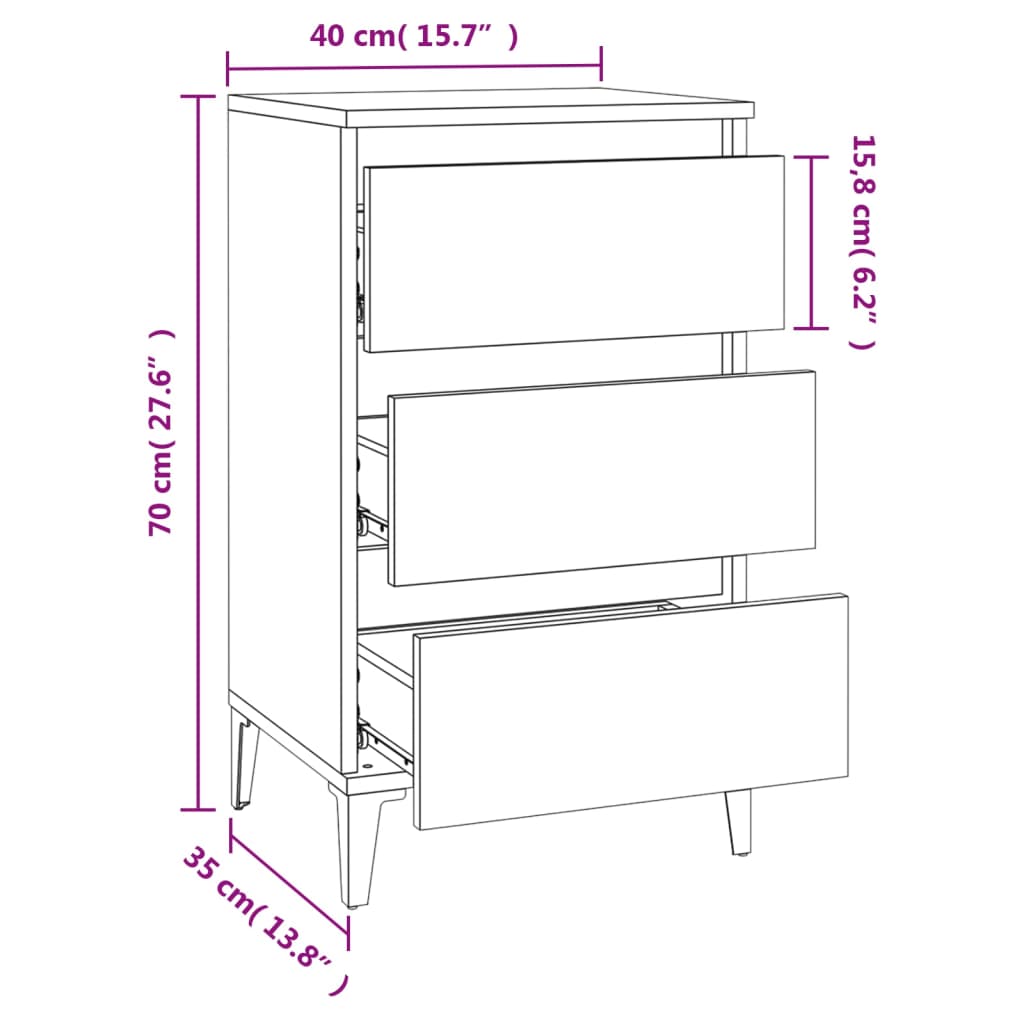 Nightstand Sonoma Oak 40x35x70 cm Particleboard