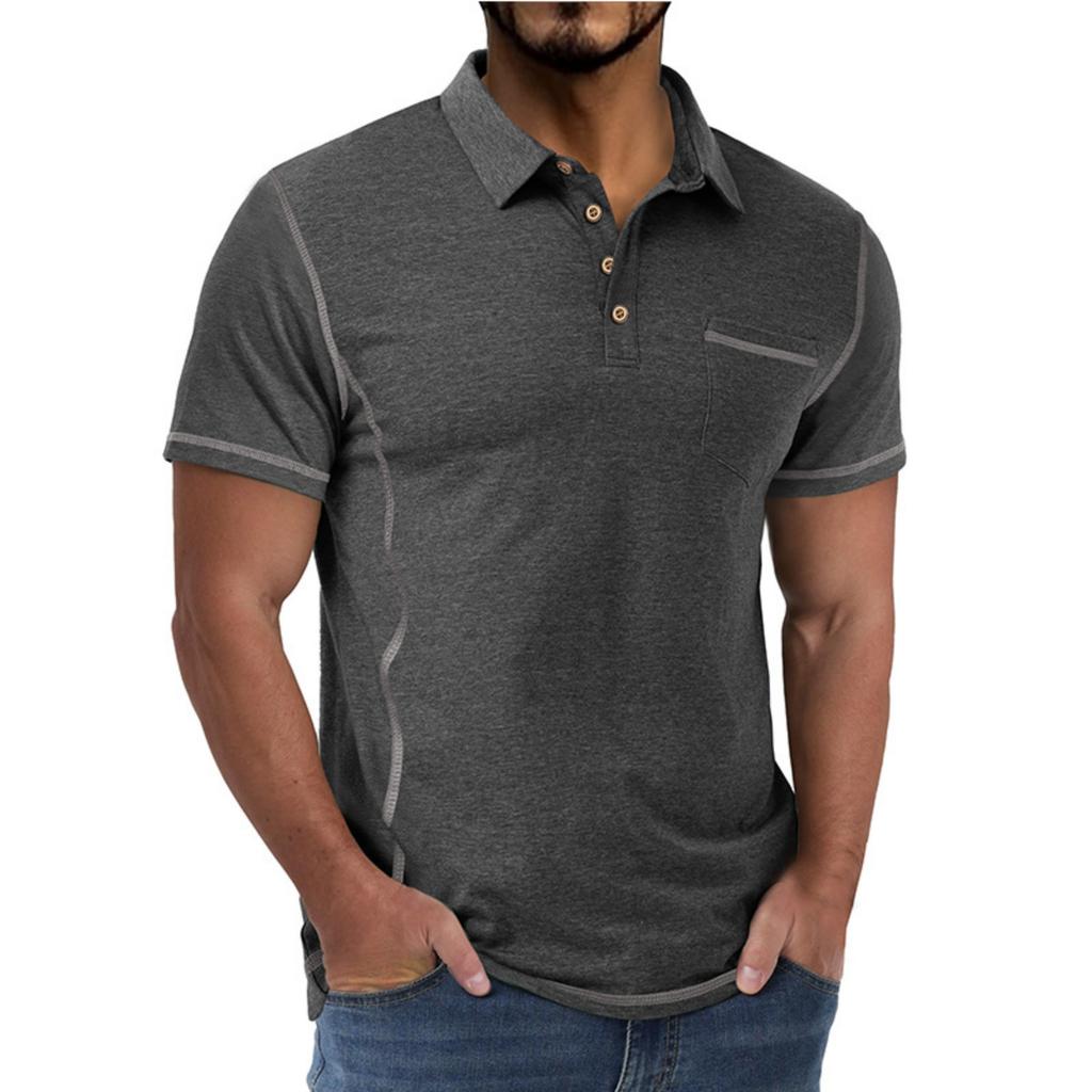 Men's Short Sleeve  Collar T-shirt Casual Lapel Top