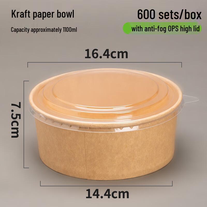 

Disposable Kraft Paper Salad Bowls with Lids