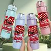 1PC Valentine Heart Hat Lettering 750ml Color Plastic Sports Water Bottle Leakproof Flip Straw Lid Suitable for Sports Office Home Use